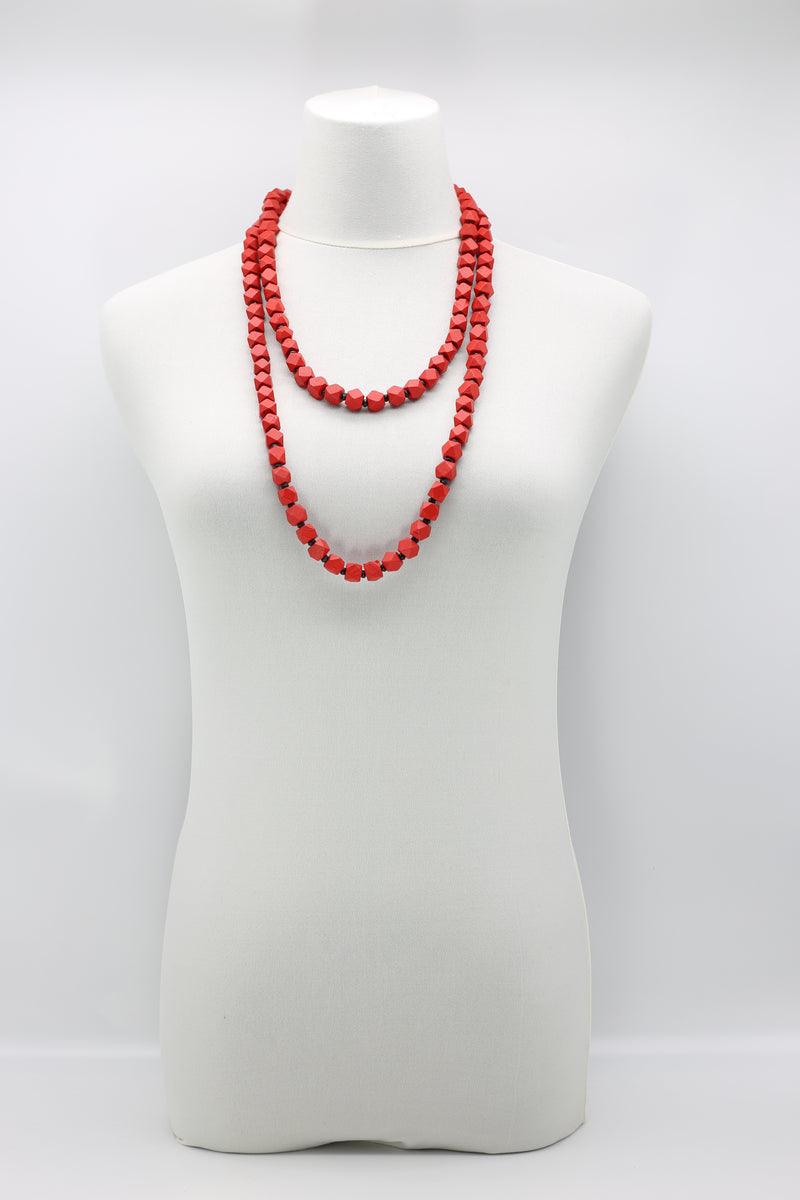 Faceted Wooden Beads Necklaces Set - Small