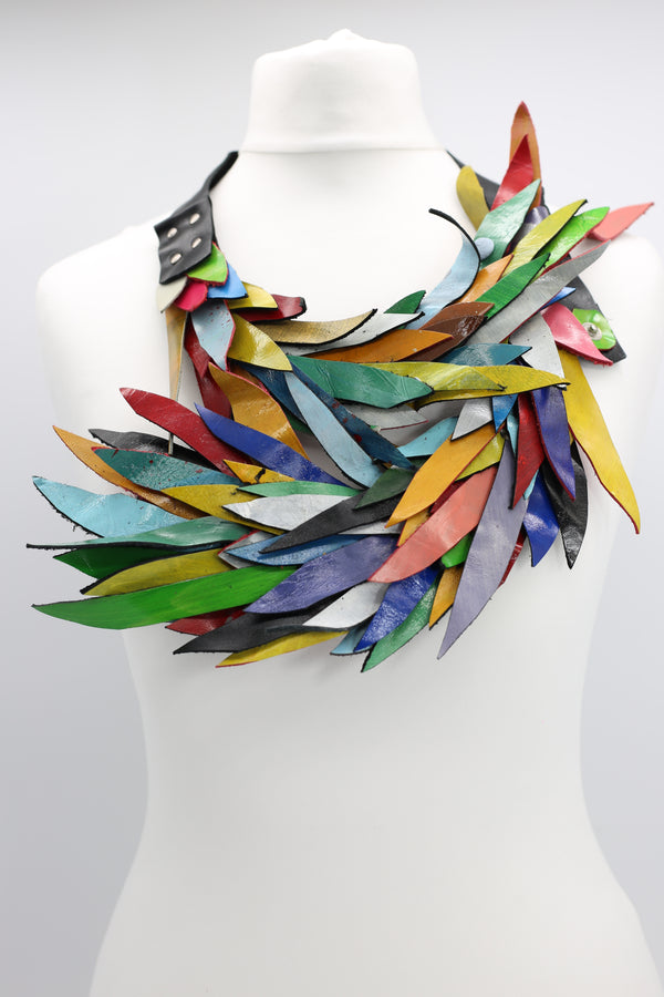 Colourful Hummingbird Neckalce From Recycled Leather