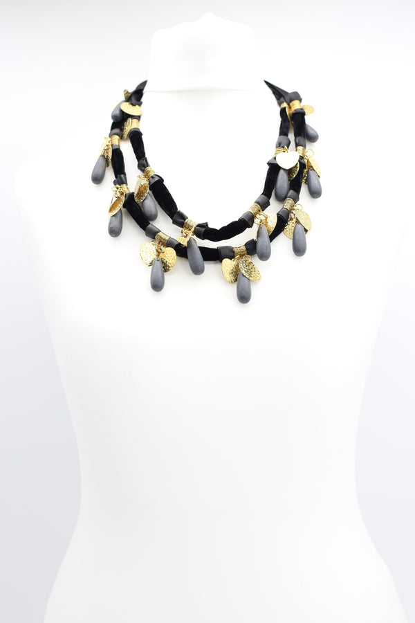 Upcycled Valvet with vintage black onyx necklace