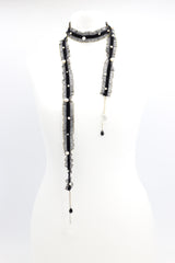 Recycled Velvet Ribbon with fresh water pearls necklace