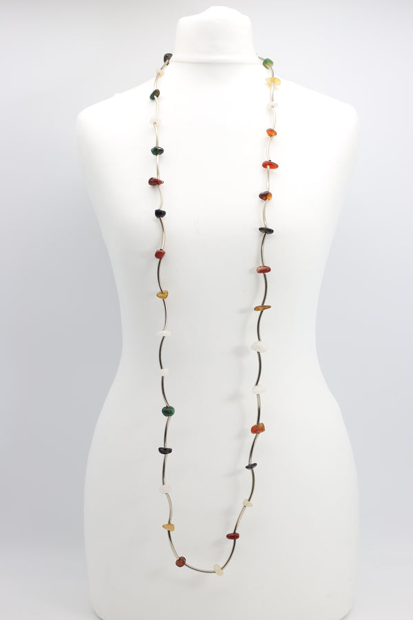 Single strand Vintage Crystal and Onyx Necklace - Long