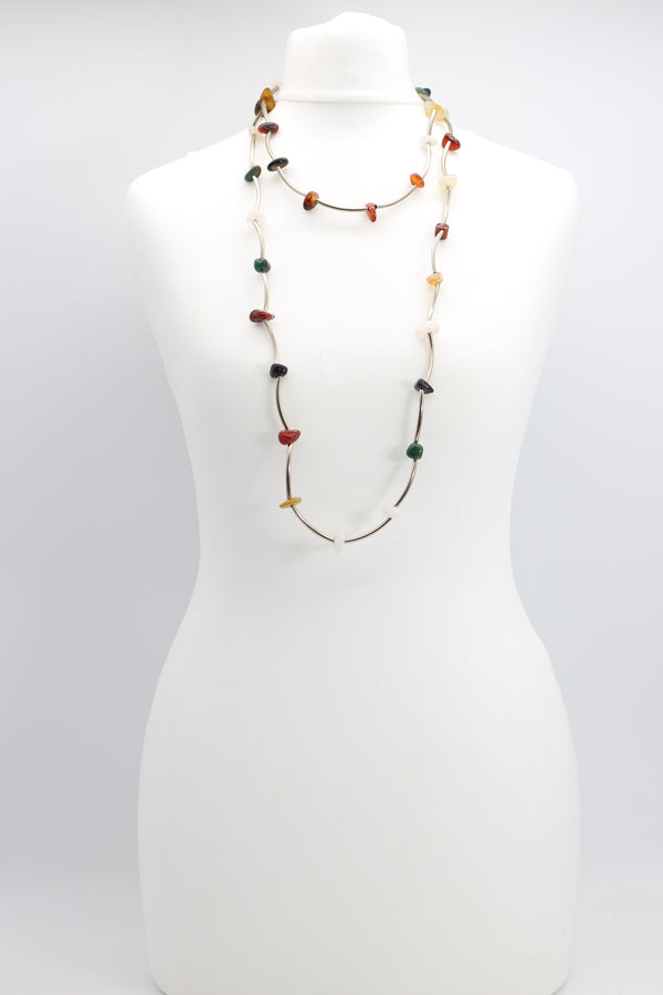 Single strand Vintage Crystal and Onyx Necklace - Long