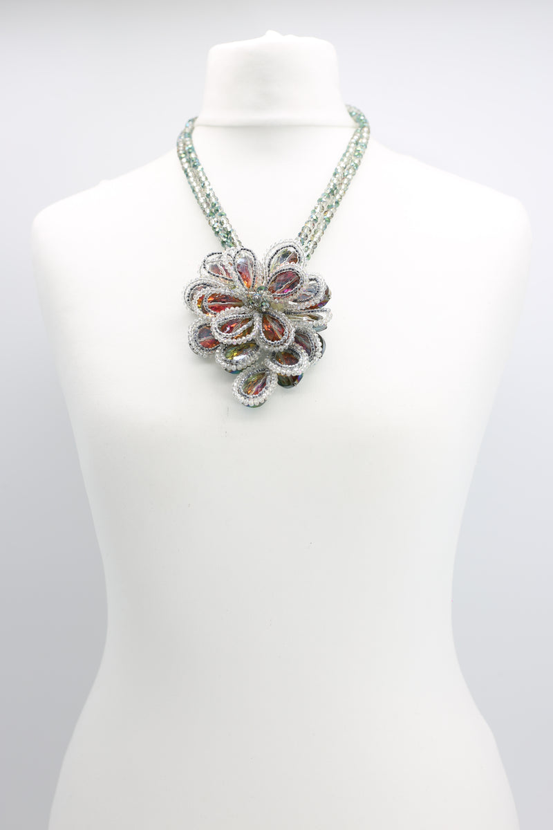 Vintage crystal rose pendant necklace