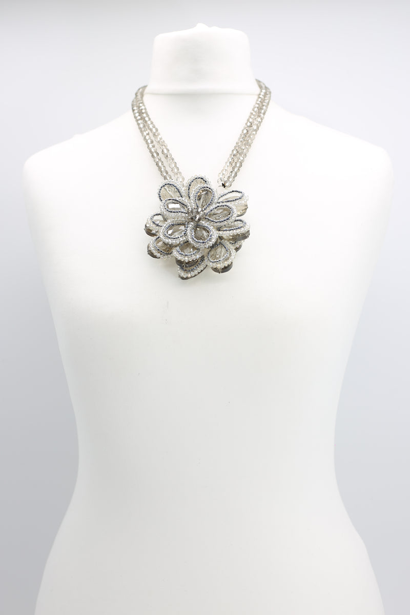 Vintage crystal rose pendant necklace