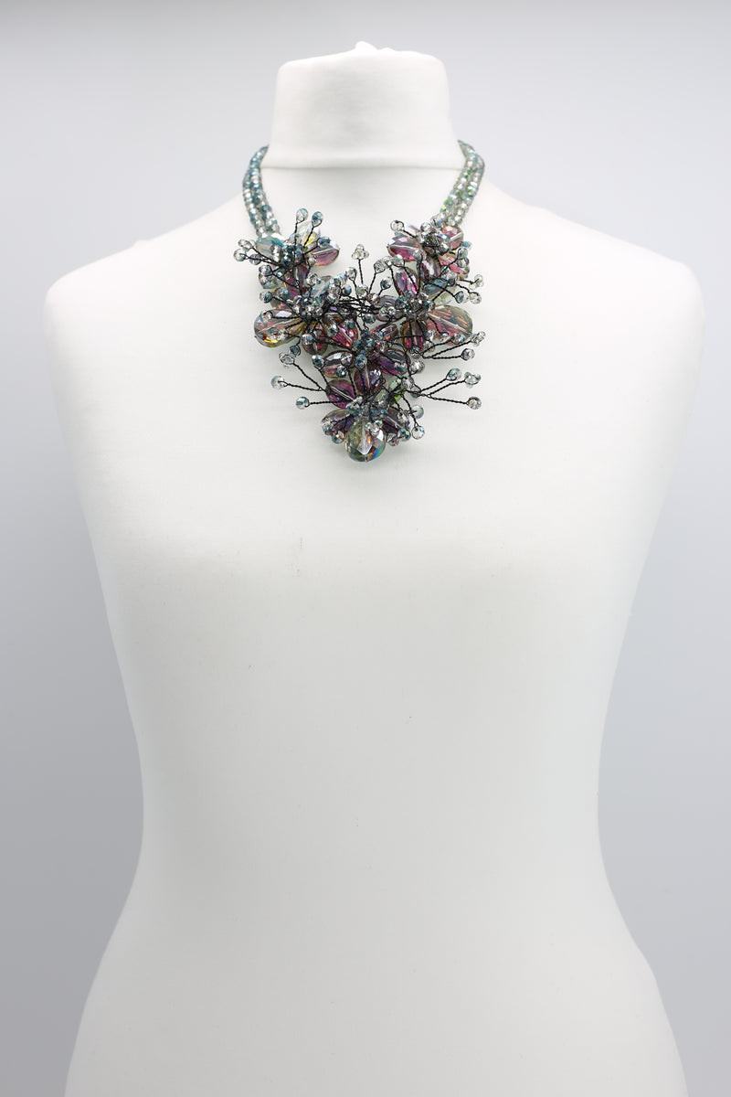 Vintage crystal hibiscus pendant necklace