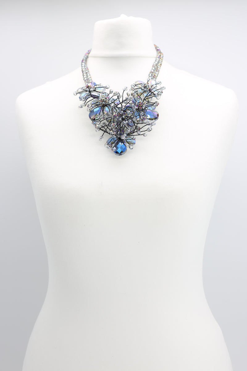 Vintage crystal hibiscus pendant necklace