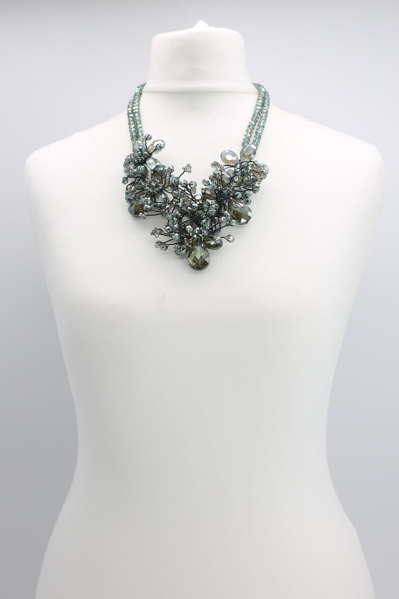 Vintage crystal hibiscus pendant necklace