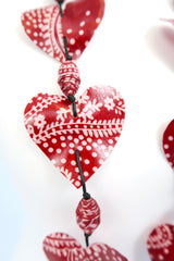 Hearts necklace made from recycled fabric