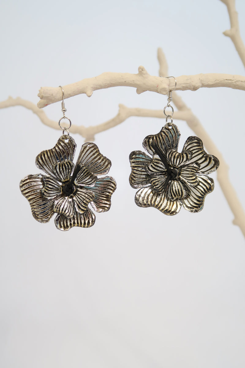 Plumeria Flower Earrings made from recycled plastic water bottles