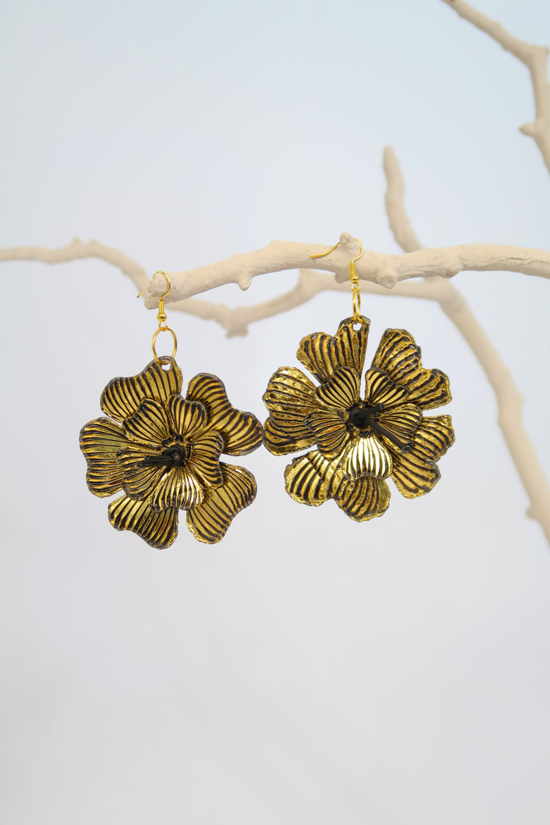 Plumeria Flower Earrings made from recycled plastic water bottles