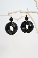 UFO AND WOODEN BEADS EARRINGS