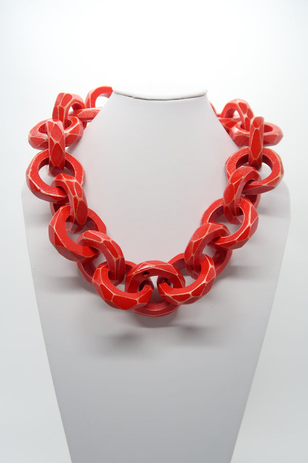 50cm Long Faceted Recycled Wooden Loop Chain