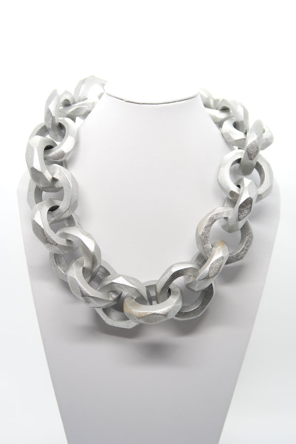 50cm Long Faceted Recycled Wooden Loop Chain