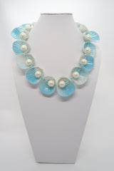 Recycled plastic Big Flower Pendant With Faux pearls Necklace