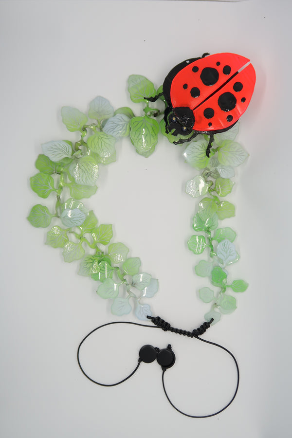 Recycled plastic bottles Climbing fig with Ladybirds necklace