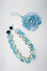 Recycled plastic Big Flower Pendant With Faux pearls Necklace