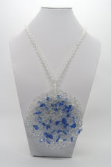 Recycled glass big round pendant necklace