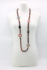 Vintage Agate Stone Beads with Rings Necklace