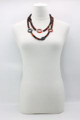 Vintage Agate Stone Beads with Rings Necklace