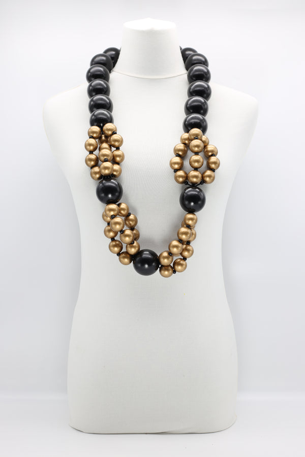 Recycled Giant Wooden Beads Mixed With 22mm Beads Necklace - Jianhui London