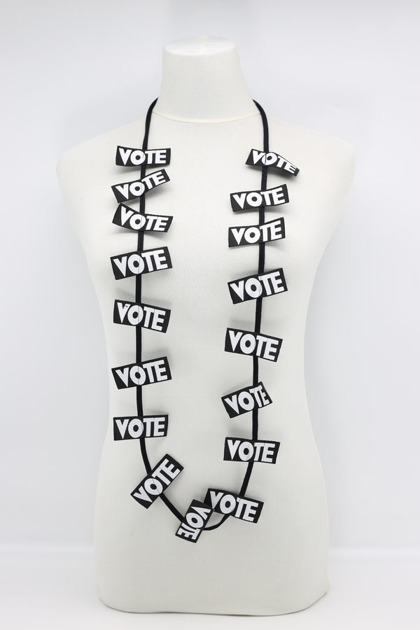 Single-strand ribbon necklace printed with VOTE