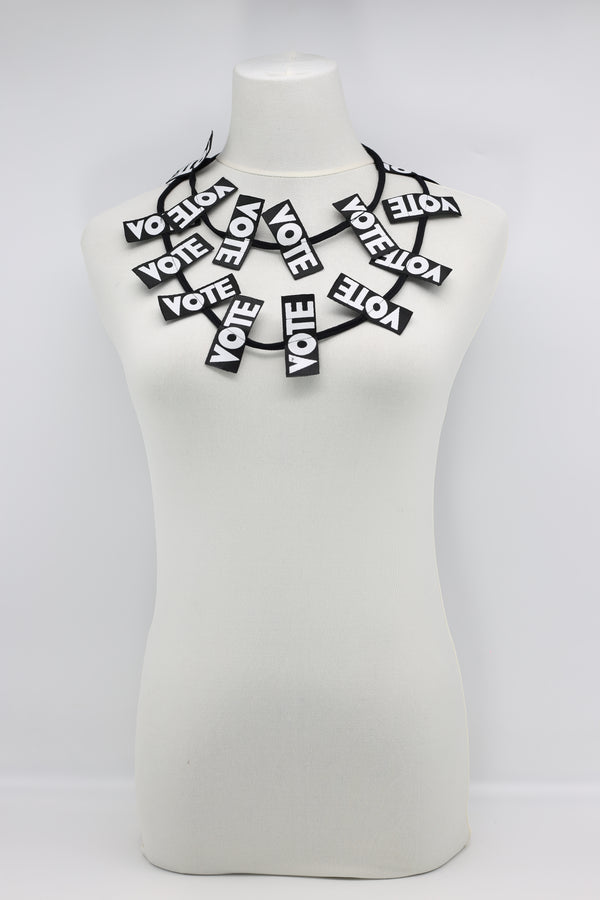 Single-strand ribbon necklace printed with VOTE