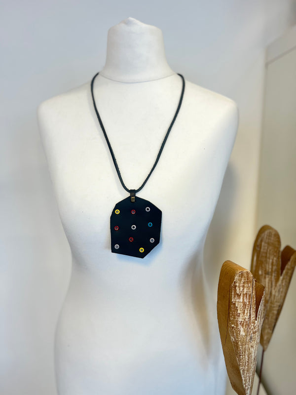 RECYCLED LEATHER PENDANT NECKLACE