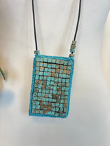 Hand Crochet Recycled Wood Pendant Necklace