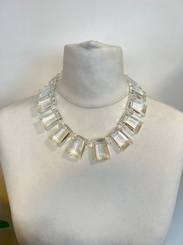 Vintage Rectangel Crystal Necklace