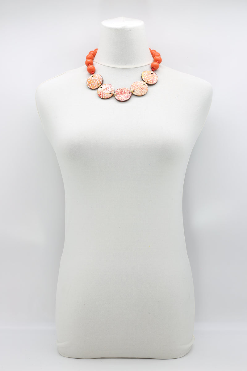 Wooden beads with Upcycled Shells Necklace - Short