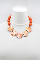 Wooden beads with Upcycled Shells Necklace - Short