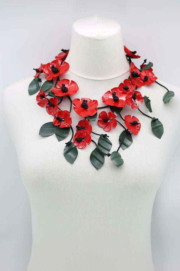 UPCYCLED PLASTIC BOTTLES POPPY FLOWER NECKLACES - SHORT