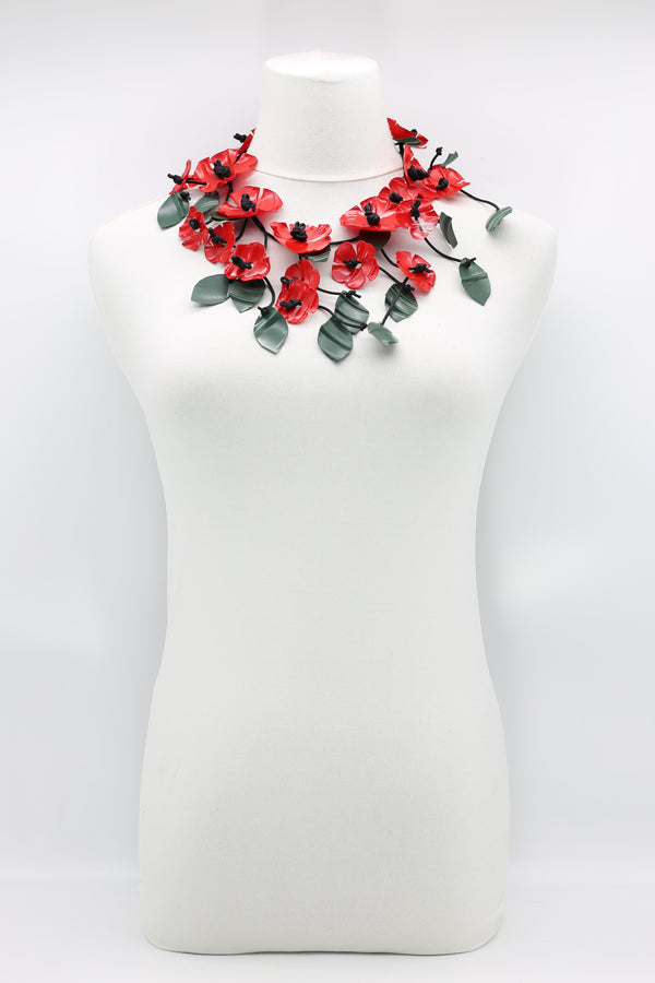 UPCYCLED PLASTIC BOTTLES POPPY FLOWER NECKLACES - SHORT