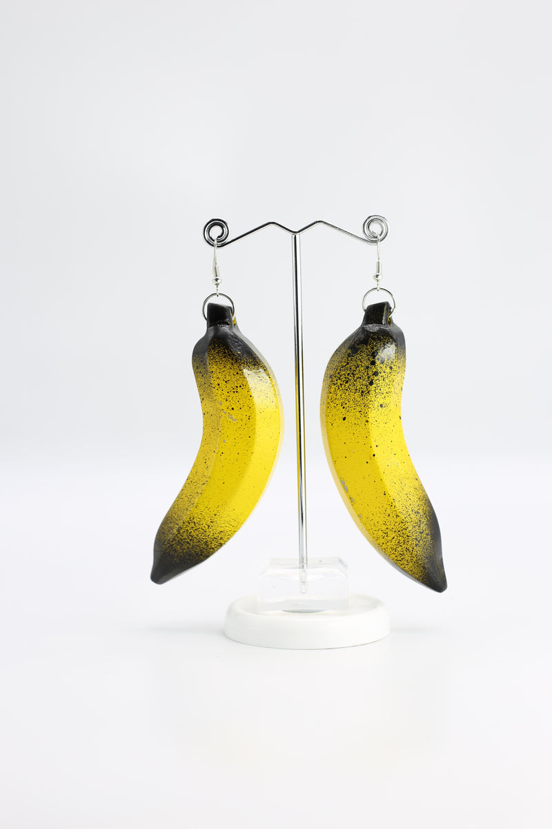 HAND CRAFTED BANANA EARRINGS FROM RECYCLED WOOD