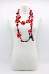 Upcycled Plastic Bottles Poppy on Textile Cord Necklace