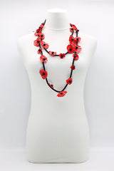 Upcycled Plastic Bottles Poppy on Textile Cord Necklace