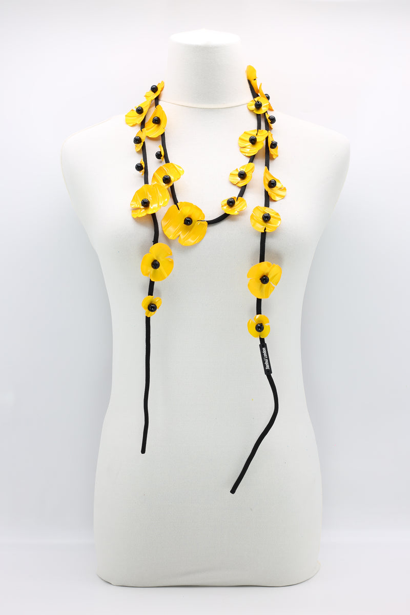 Upcycled Plastic Bottles Poppy on Textile Cord Necklace