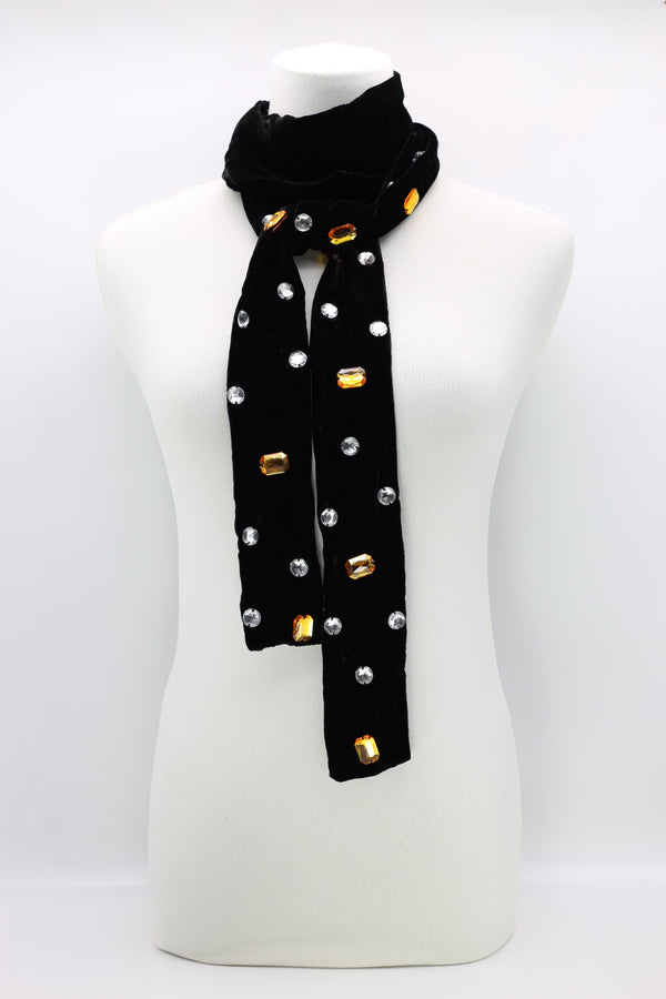 HANDMADE SEQUINNED BLACK VELVET SCARF