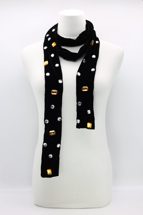 HANDMADE SEQUINNED BLACK VELVET SCARF