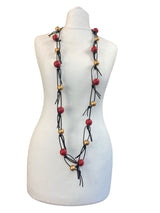 Round Beads on Leatherette Chain Necklace - DUO