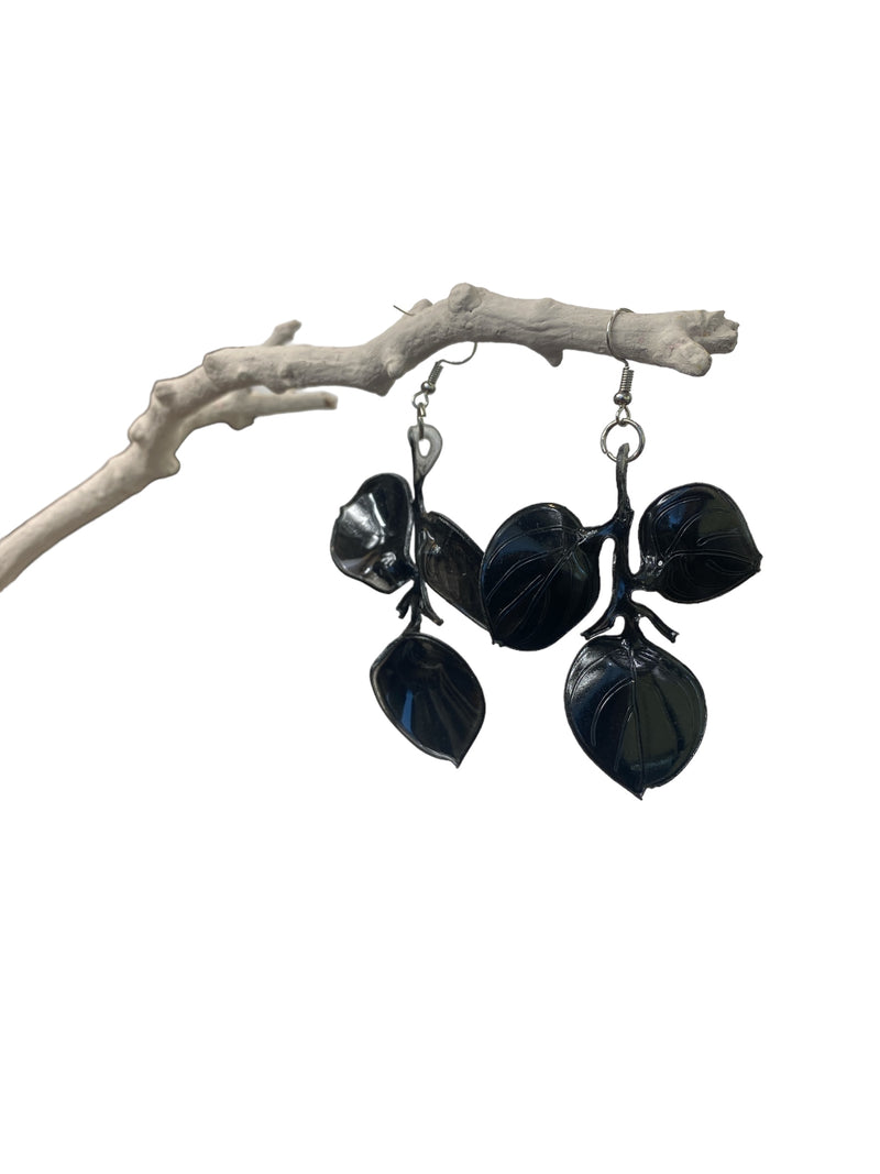 GOLDEN POTHOS PLANT EARRINGS-MADE FROM RECYCLED PLASTIC BOTTLES