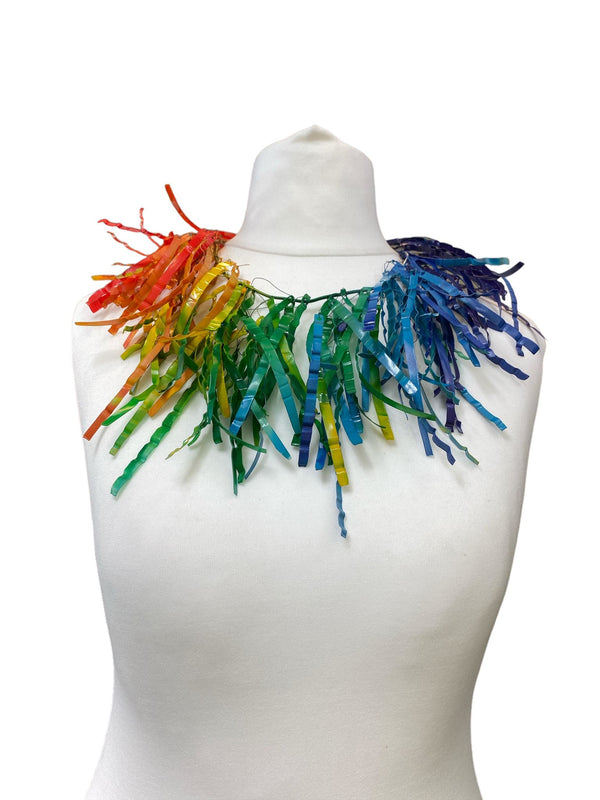 Jimi Hendrix Recycled Plastic Bottles Fringe Necklace - Short - Rainbow