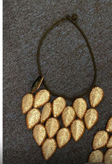 Textile Leaf bib Necklaces