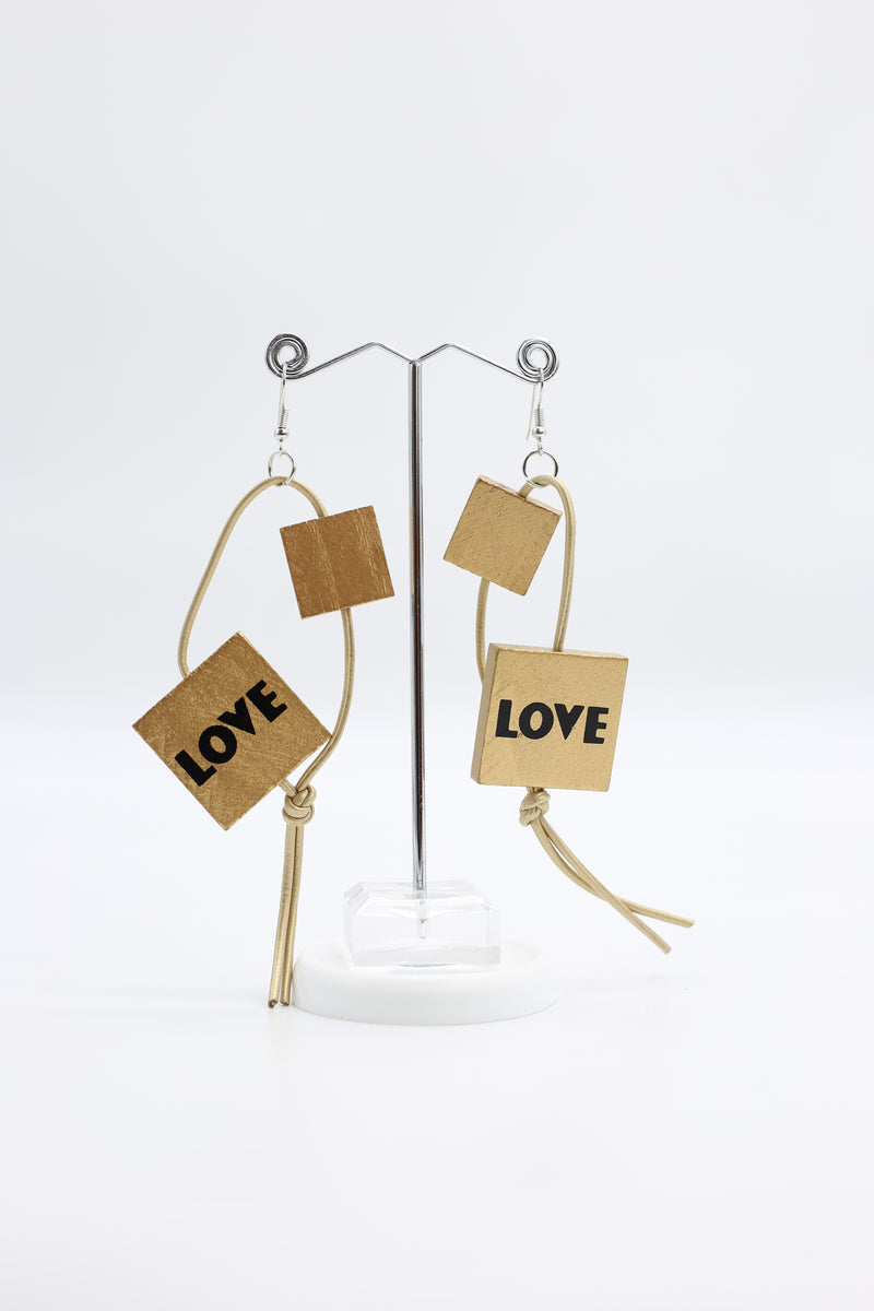 Leatherette LOVE & HOPE Earrings - Jianhui London