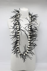 Faux Pearl Leatherette Spikes Necklace - Jianhui London