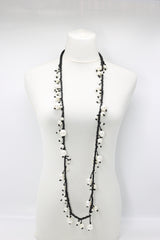 Faux Pearls on Cotton Cord Necklace - Long - Jianhui London