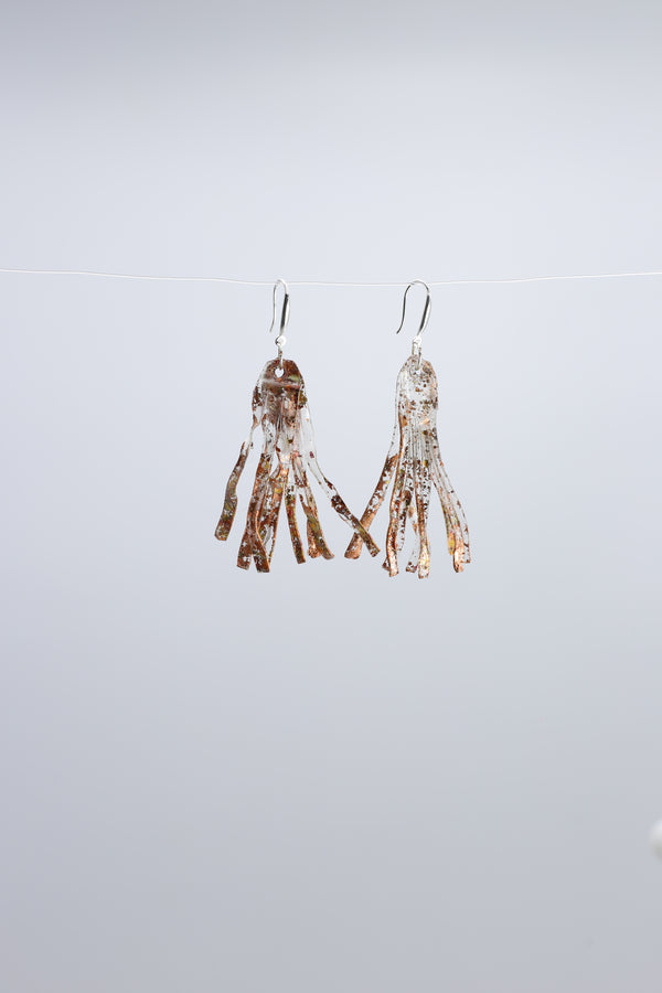 Aqua Willow tree earring -  Hand gilded green - Jianhui London