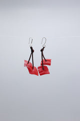 Aqua Coral earrings-Hand painted red - Jianhui London