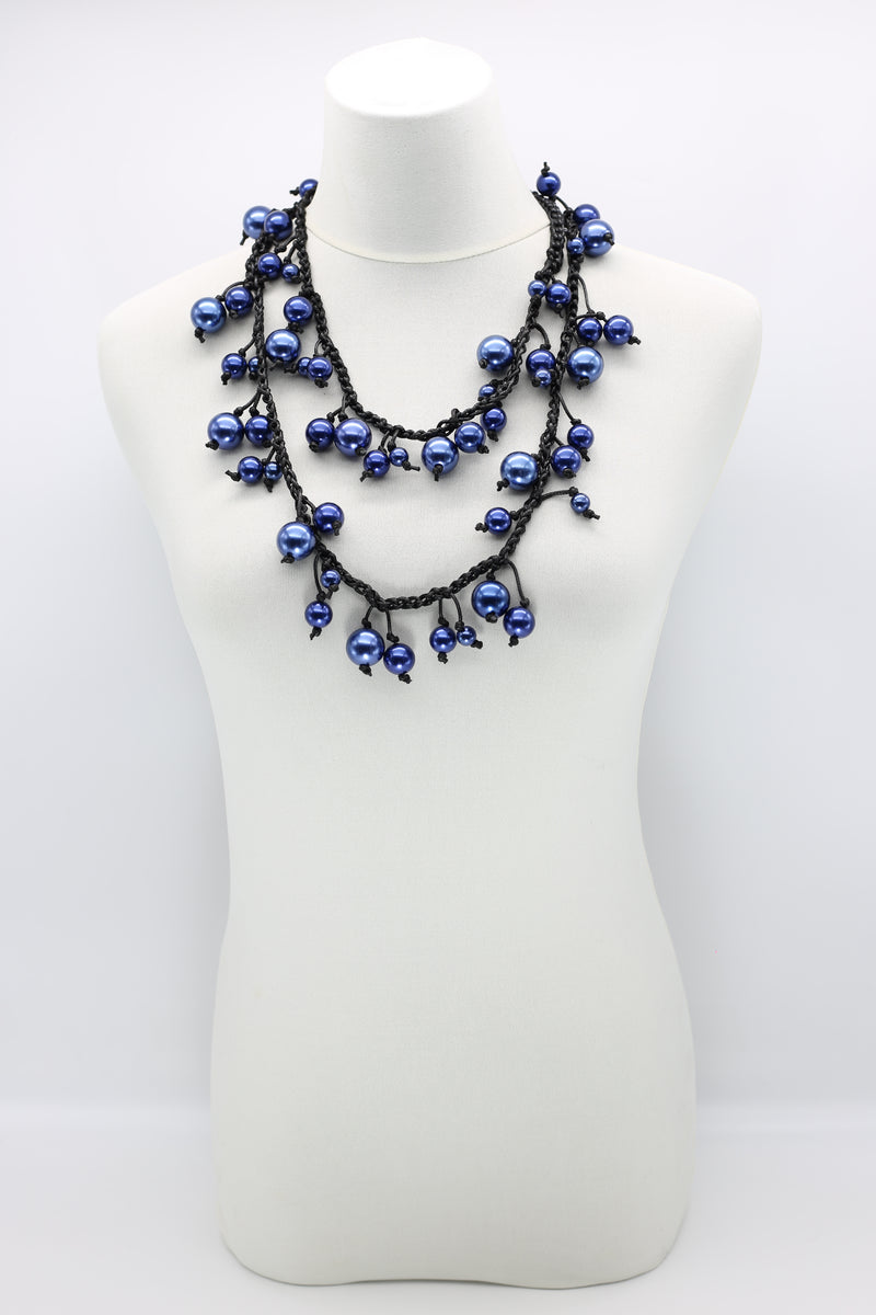 Faux Pearls on Cotton Cord Necklace - Long - Jianhui London