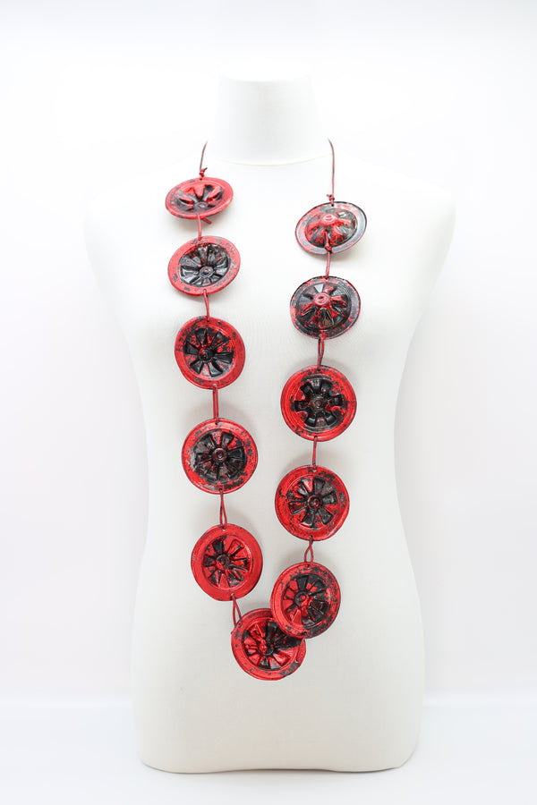 Recycled Big Plastic Bottle Bottom Necklace - Hand Painted - Jianhui London